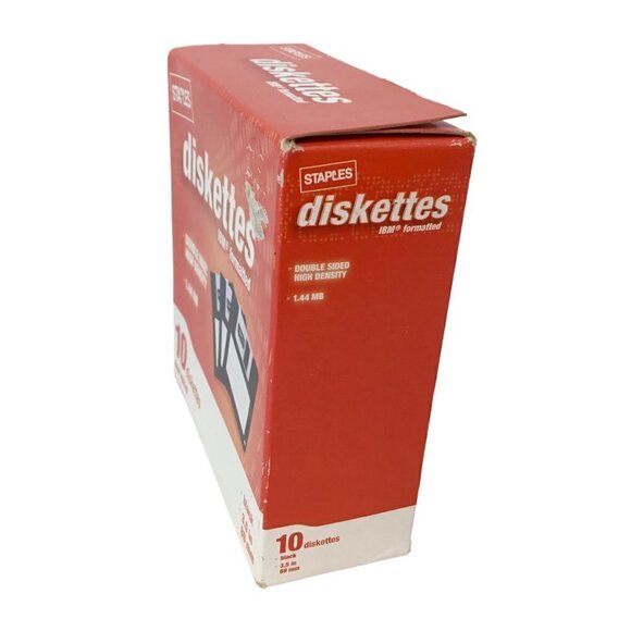 Vintage Staples 10 Pack Diskettes 3.5" 1.44 MB Disks New Sealed in Original Box - Picture 4 of 6